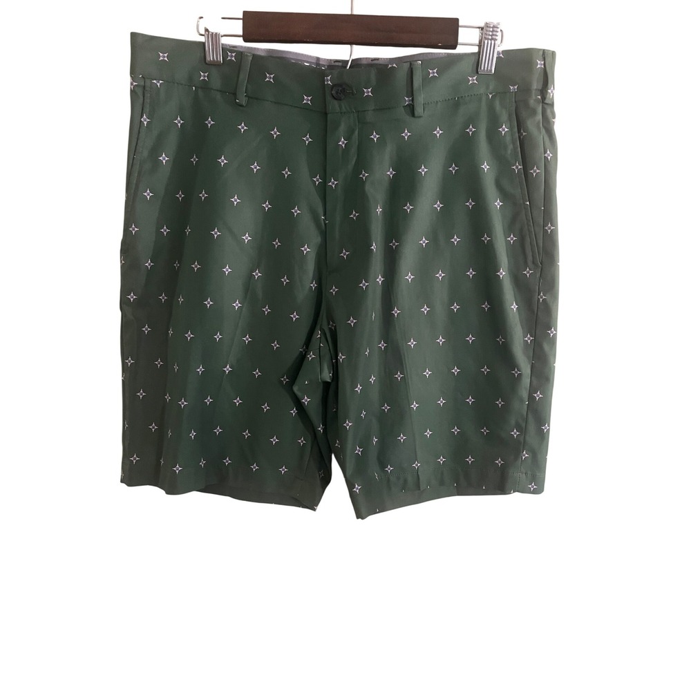 Walter Hagen Men's Golf Shorts Star Print‎ Performance Green Pink 36